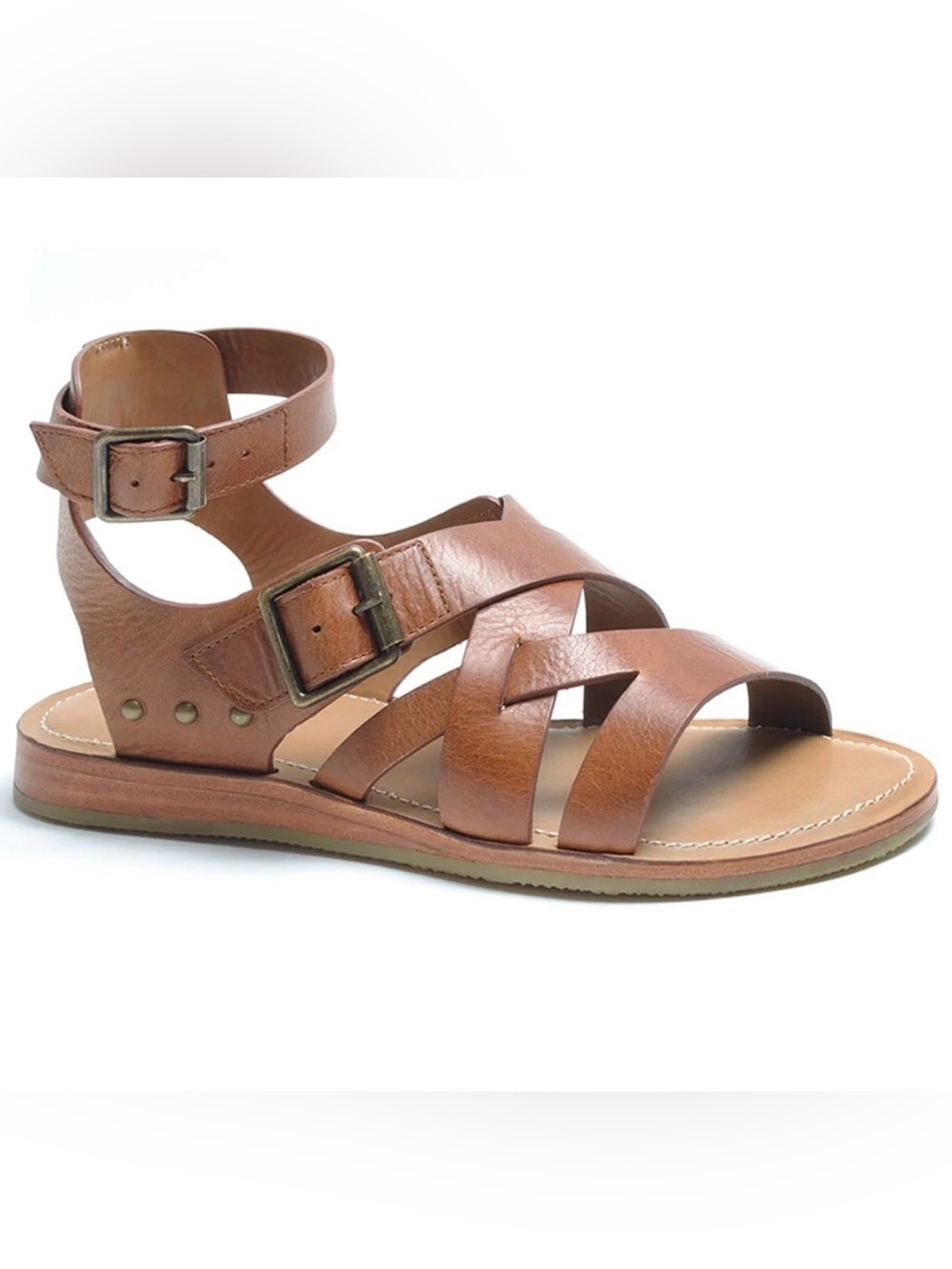 Trask 9.5 Roxanne Sandals Brown Oiled Leather Strappy Gladiator Ankle Strap S2